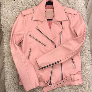 Pink Genuine Leather Jacket